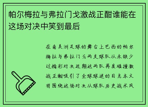 帕尔梅拉与弗拉门戈激战正酣谁能在这场对决中笑到最后